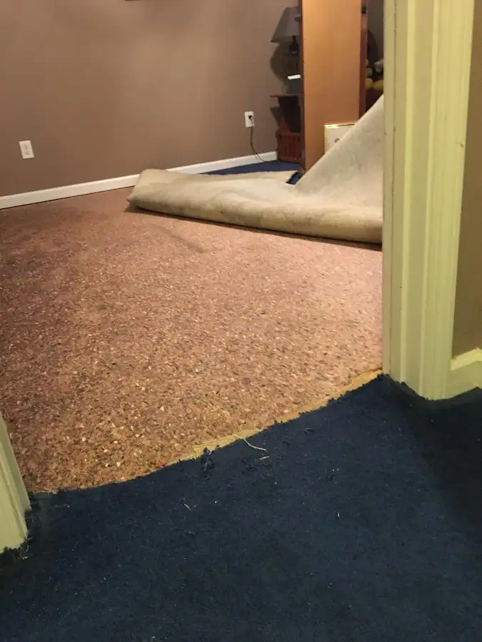 Carpet pad removal revealing water damage during Drying & Dehumidification in North Ogden